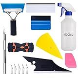 Luxiv Car Window Tint Application Tools Kit, 9 Pcs Vehicle Glass Protective Film Installing Tool, Squeegee Automotive Film Scrapers