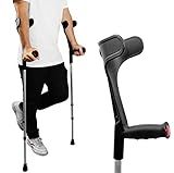 PEPE Mobility - Forearm Crutches for Adults (x2 Units, Open Cuff), Adjustable, Aluminum, Black - Made in Europe