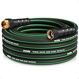 Heavy Duty Garden Hose 25ft, NON-EXPANDABLE Flexible Water Hose, Kink Resistant Lightweight Hybrid Hose, Leakproof Hose Male to Female Fittings