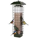 Squirrel Proof Bird Feeder, Metal Mesh Bird Feeder for Outside, Large Capacity and 4 Ports Perches (Green)
