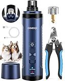Dog Nail Grinder, Dog Nail Trimmers, and Clippers Kit with 2 LED Lights. Super Quiet Electric Pet Nail Grinder, Rechargeable, for Small, Medium, and Large Dogs & Cats, 2 Diamond Grinding Wheels.