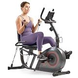 Sunny Health & Fitness Smart Recumbent Bike with Resistance Bands