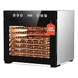Food Dehydrator 8 Trays, Adjustable Timer & Temperature Control Stainless Steel 650W Dehydrator for Jerky, Fruit, Herbs, Dog Treats