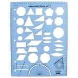LEARNING ADVANTAGE Geometry Template | Sturdy Geometric Stencil to Draw 2D Shapes and Measure Angles | Includes Ruler and Number Line with Negative Values