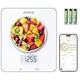 RENPHO Food Scale with Nutritional Calculator, Digital Kitchen Scale for Weight Loss, Smart Food Weight Scale with App for Macro Keto Calorie Cooking, Grams and Ounces, White, 11lb/5kg