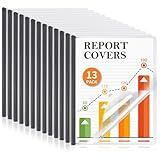 13 Pack Report Covers with Sliding Bar, Clear Report Covers for A4 and Letter Size Paper, Presentation Folders Resume Document Covers for School Office, Black
