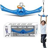 YAMIPROBI Ninja-Twister Swing Spins Set: Slackline Attachments - 360° Handle Twist-Spin Flips Toy Activate Ninja Powers Warrior Accessories Kids Hang Toys for Playground Backyard Blue