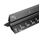 Rena Chris Architectural Scale Ruler: 12" Imperial Aluminum Alloy Metal Architecture Measuring Tools, Engineering Drafting Construction Drawing Blueprints Triangular Architect Scaling Rulers 12 Inches