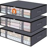 StorageRight Under Bed Storage Bags 3 Pack, 40L Large Clothes & Comforter Storage Containers with Clear Window, Breathable Fabric Organizer for Blankets, Bedding, Seasonal Clothing