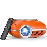 HOMPOW Mini Projector with Two -Way Bluetooth, Portable Projector for Home Theater Use, Support 1080P for Indoor/Outdoor, Movie Projector Compatible with HDMI, USB, Laptop, TV Stick(Orange)/Slide Film