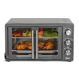 Oster Extra-Large 42L French Door Countertop Toaster Oven, 6-in-1 Air Fryer Oven with Air Fry Rack, Wire Rack, Baking Pan and Crumb Tray, Stainless Steel