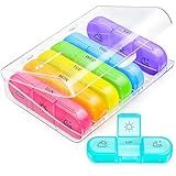 AUVON Weekly Pill Organizer 3 Times a Day, Large 7 Day Pill Box 3 Times a Day with Separate Container, Portable Pill Case for Medication, Vitamins, Fish Oil and Supplements