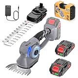 Cordless Hedge Trimmer, 2-in-1 Hedge Trimmer, Ultra Long Battery Life with Battery*2, high-Power and high-Capacity Grass Trimmer for Gardens, Yards and lawns, Including Charger