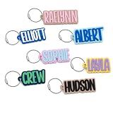 Personalized Backpack Name Tags, Kids Custom Backpack Keychains, Name Tags, Diaper Bag Tags, Lunch Box Keychain (Font #3)