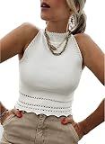 EVALESS Womens Tank Tops Summer Halter Corset Tube Racerback,White M