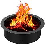 Poolergetic 60 inch Inner Fire Pit Ring, 64 inch Outer Large Round Steel Fire Pit Insert Metal Fire Ring Liner Rim Heavy Duty for Outdoor