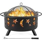 Yaheetech Fire Pit 30in Fire Pits for Outside Wood Burning Outdoor Fireplace with Spark Screen, Poker for Bonfire Patio Backyard Garden Picnic