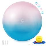 Sportneer Extra Thick Exercise Ball - 25.6''Yoga Ball with Quick Pump - Anti-Burst and Slip Resistant Fitness Ball Chair for Pregnancy and Physical Therapy (Pink Blue)