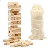 Canuan 54PCS Classic Block Stacking Board Game Wooden Blocks Stacking Games for Kids and Families Tumbling Tower Blocks Game for Kids and Adults with Storage Bag