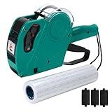 MX-5500 8 Digits Price tag Gun with 5000 Sticker Labels and 3 Ink Refill, Label Maker Pricing Gun Kit Numerical Tag Gun for Office, Retail Shop, Grocery Store (A/Green)