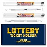 nitaru Lottery Ticket Scratcher Tool, Scratch Off Stickers Lotto Scratcher Tool, Lottery Scratcher Tool, Back Scratcher Metal Scraper Tool, 2 Lottery Ticket Scratcher Tools + 1 Lottery Ticket Holder