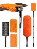 FEXIA Ceiling Fan Cleaner Duster Kit with 6FT Extension Pole, Fan Blade Cleaner Microfiber Cleaning Tool, Reusable Chenille Mops for Blinds Baseboard Wall Cobwebs Bookshelves Door Window Top