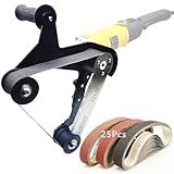 Belt Sander Adapter for Angle Grinder,Pipe Tube Polishing Sanding Attachment, US 5/8-11 Thread,Professional Polishing Tool for Rust Removal,Metal Working,Woodworking (25Pcs Sanding Belts).