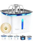 Veken Innovation Award Winner 95oz/2.8L Pet Fountain, Automatic Cat Water Fountain Dog Water Dispenser with Replacement Filters, Gifts for Christmas, Cats, Dogs, Multiple Pets (Grey, Plastic)