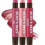 Burt's Bees Lip Shimmer Nude Collection, Tinted Lip Balm Stick, Moisturizing for All Day Hydration with Natural Glowy Pigmented Finish & Buildable Color, 3 Warm Shades, Value Pack, 0.09 oz., Three Tubes
