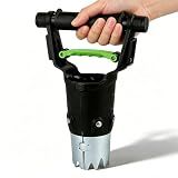 H HUGELEAF Garden Bulb Planter Tool 1-5 Inch Depth, Heavy Duty Galvanized Steel with Serrated Edge & Comfort Grip Handle for Planting Tulip Daffodil Dahlia Onion