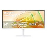Samsung 34” ViewFinity (S65TC) Series Ultra-WQHD 1000R Curved Computer Monitor, HDR10, 100Hz, AMD FreeSync, Thunderbolt 4, Height Adjustable Stand, Built-in Speakers, Eye Care, LS34C650TANXGO, 2024