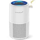 Air Purifier for Home Bedroom, AromaRoom H13 HEPA Air Filter For Smoke Pollen Dander Hair Smell Air Cleaner, 3-in-1 Filter with Sleep Mode, Quiet Air Cleaner For Pets, Home, Baby Room (White, AP103)