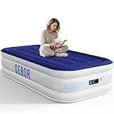 Sebor Air Mattress Twin with Built-in Pump 18", Comfortable Self-Inflating Air Mattress with High-Speed Pump, Durable Blow Up Mattress Twin with Storage Bag for Guests, Camping, Travel