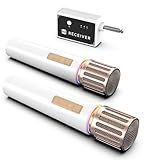 Wireless Microphones, Microphone with One-to-One Chip Connection, Controllable LED Lights, 40H Duration, 200FT Range Free Sing, Volume Control Microphone for Singing, Speech, Home Party, Youtube