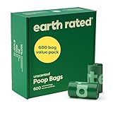 Earth Rated Dog Poop Bags Value Pack, Leak-Proof and Extra-Thick Pet Waste Bag for Big and Small Dogs, Refill Rolls, Unscented, 600 Count
