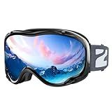 ZIONOR Lagopus Ski Snowboard Goggles UV Protection Anti fog Snow Goggles for Men Women Adult Youth VLT 8.6% White Frame Silver Lens