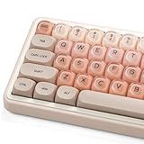 Rainy75 PBT Keycaps, Jelly Keycap Foundation MOA Profile, 132 Keys Cute Custom Keycaps for Cherry Gateron MX Swithes Mechanical Keyboards (Pink)