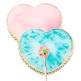 2 Pcs Resin Pink Nail Art Palette, Valentines Nail Art Painting Mixed Color Palettes Gold Edge Nails Holder Nails Arts Display Board Heart Galentines Gifts Valentines Day Gifts for Women