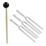 Piutouyar 3 Pcs 440 Hz Tuning Fork with Hammer, Metal A Tuning Fork Set Standard Tuner Tone Tool Device Musical Instrument for Violin Guitar Tuning Tone Tool