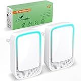 Plug In Air Ionizers - Negative Ion Technology Air Purifier - Quiet Operation Air Freshener for Home, Bedroom, Office, Garage Room - Portable Air Purifiers Odor,Pets Smell - Air Cleaner White (2 Pack）