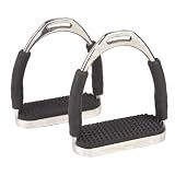 2PC Flex Stainless Steel English Saddle Stirrups with High Strength Iron Stirrups&Anti-Slip Rubber Pad,Safety Horse Riding Stirrup,Design for Knee&Ankle Pain Relief,Reduces Stress&Fatigue(4 3/4 Inch)