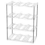 IEEK 4 Tier Stackable Wine and Water Bottle Holder Free-Standing Fridge Wine Bottle Organizers Clear Plastic Water Bottle Holder for Cabinet,Refrigerator,Pantry,Kitchen Countertops,Holds 12 Bottles