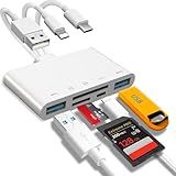 5-in-1 Memory Card Reader, USB OTG Adapter & SD Card Reader for i-Phone/i-Pad, USB C and USB A Devices with Micro SD & SD Card Slots, Supports SD/Micro SD/SDHC/SDXC/MMC