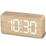 uscce Wooden Digital Alarm Clocks for Bedrooms with 0-100% Dimmable Display