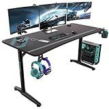 EUREKA ERGONOMIC Gaming Desk 60" Home Office Computer Desk, New Polygon Legs Design, Captain Series (60 Inch, Black)