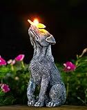 Goodeco Dog Statue with Solar Butterfly - Ideal Gifts for Dad, Mom or Birthdays, Beautifully Crafted Outdoor Decorations to Wow Your Guests