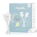 Papablic Baby Tongue Cleaner, Baby Oral Cleaner, Disposable Infant Mouth Cleaner Newborn, Upgrade Gum Cleaner with Paper Handle or Infants Ages 0-2 Years, 40 Pack