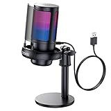 Gaming Microphone for PC: USB Mic for Podcasts Videos & Streaming - Condenser Mic with Quick Mute & Pop Filter - RGB Microphone Gift for Gamer boys - Compatible with PS4/5 & Computer & Laptop