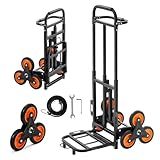 VEVOR Stair Climbing Dolly 460 lbs, Heavy-Duty Folding Trolley Cart for Stairs with Telescoping Handle, 6 Wheels & 2 Ropes, Stair Climber Dolly for Home, Groceries, Warehouse