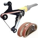 Rocsuk Belt Sander Adapter for Angle Grinder,Pipe Tube Polishing Sanding Attachment, US 5/8-11 Thread,Professional Polishing Tool for Metal Rust Removal, Woodworking (20Pcs Belts).